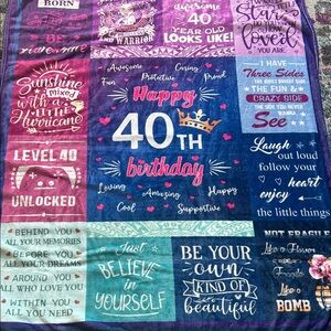 Happy 40th Birthday Throw Blanket - Colorful Typography
